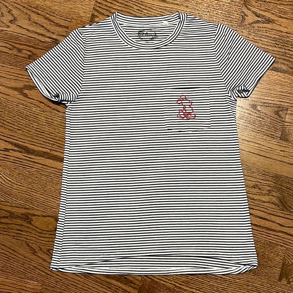 DISNEY Black and white stripped Mickey Mouse shirt